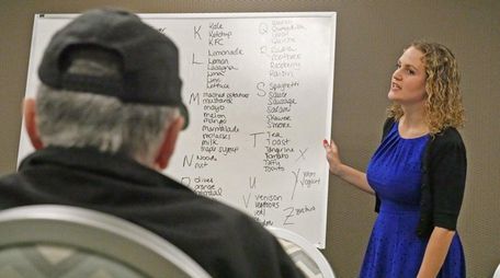 Lindsay Knudsen leads a recent memory fitness workshop