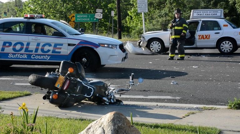 Suffolk County police said a motorcyclist was seriously