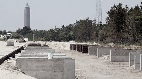 The bases for solar panels are installed at