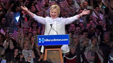 Democratic presidential candidate Hillary Clinton speaks to supporters