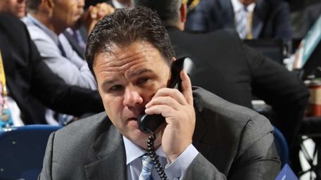 New York Rangers general manager Jeff Gorton attends