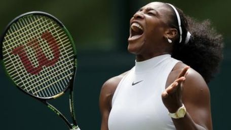 Serena Williams of the U.S celebrates a point