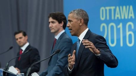 President Barack Obama at a news conference at