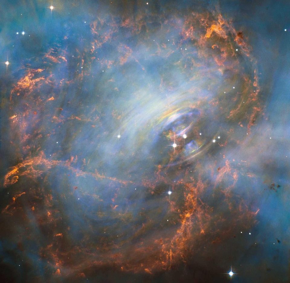 The very heart of the Crab Nebula, including