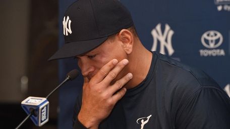 New York Yankees designated hitter Alex Rodriguez speaks