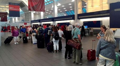 The line at the Delta Air Lines terminal