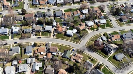 Aerial views of homes in Levittown, Nassau County