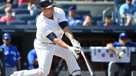 New York Yankees designated hitter Gary Sanchez singles