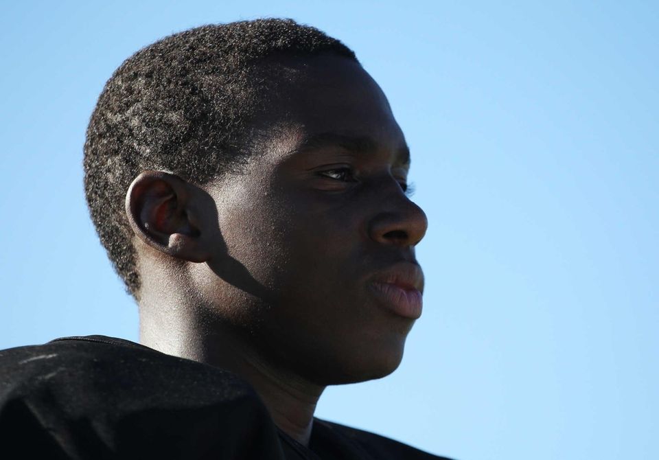 Rashamel Bethea looks on during practice at Sewanhaka