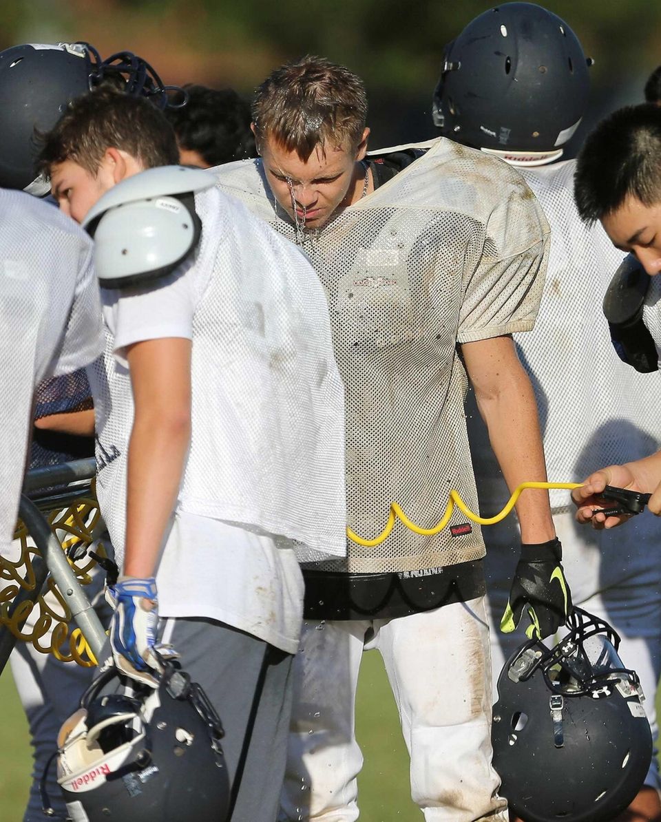 Jericho players take water break at Jericho football
