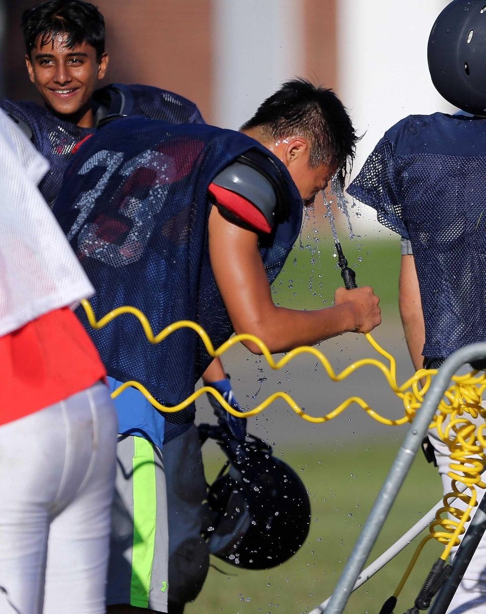 Jericho players take water break at Jericho football