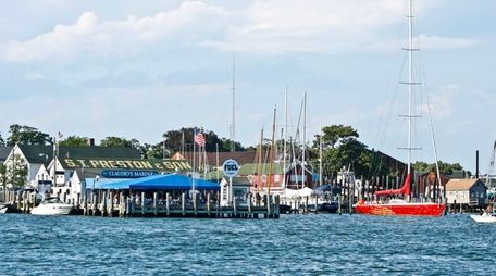 Greenport Harbor in Greenport, looking from Shelter Island,