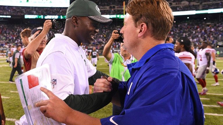 Jets coach Todd Bowles and Giants coach Ben