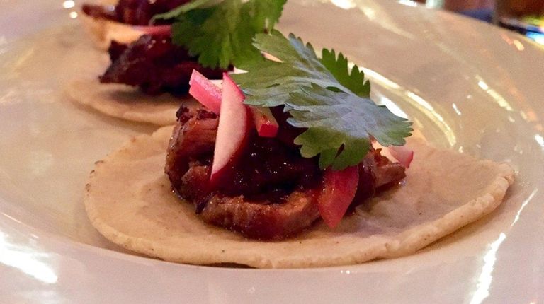 Tacos filled with braised pork is among the