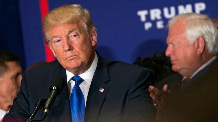 Republican presidential nominee Donald Trump delivers remarks during