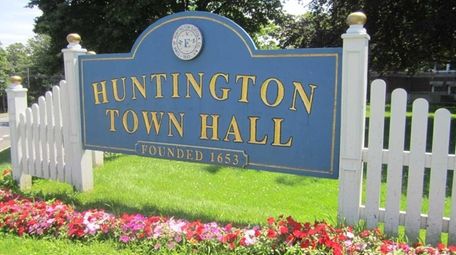 A sign outside Huntington Town Hall is seen