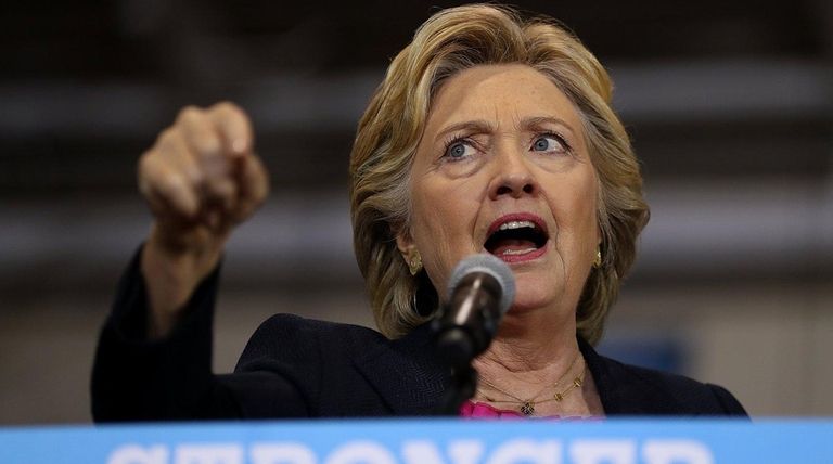 Democratic presidential nominee Hillary Clinton speaks at a