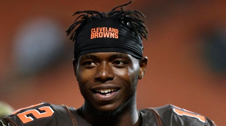 Cleveland Browns wide receiver Josh Gordon walks off