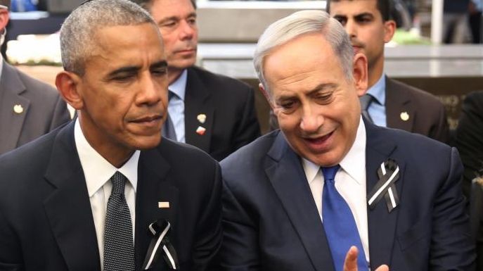 Israeli Prime Minister Benjamin Netanyahu, right, talks with
