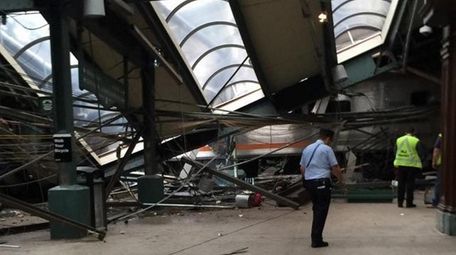 Wreckage at the Hoboken, N.J. rail station is