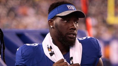Jason Pierre-Paul of the Giants looks on from