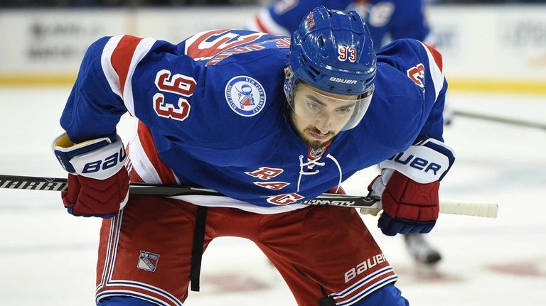New York Rangers center Mika Zibanejad prepares for