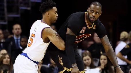 LeBron James of the Cleveland Cavaliers handles the