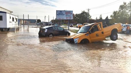 A water main break caused a large sinkhole