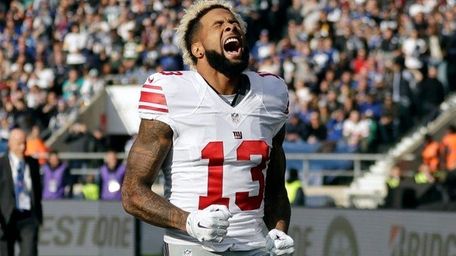 New York Giants' wide receiver Odell Beckham shows