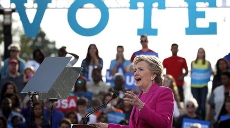 Hillary Clinton campaigns at a Get Out the
