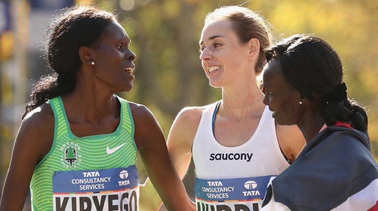 Sally Kipyego of Kenya, left, Molly Huddle of