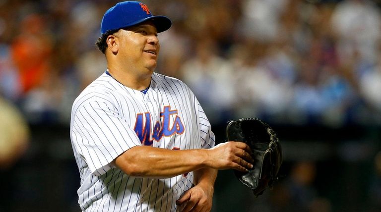 Bartolo Colon of the New York Mets reacts