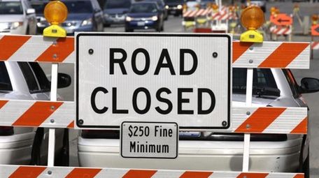 A road construction project backs up traffic in