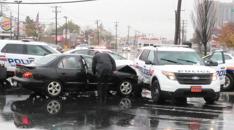 A police SUV was broadsided by a sedan