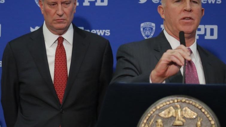 Mayor Bill de Blasio, left, and NYPD Commissioner