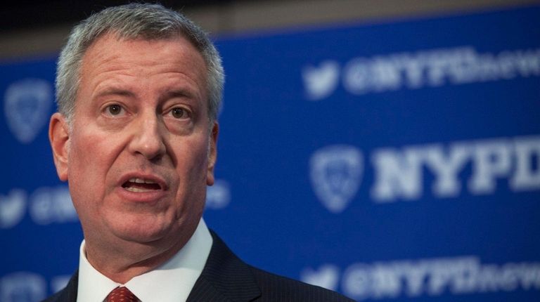 Mayor Bill de Blasio gives remarks on security