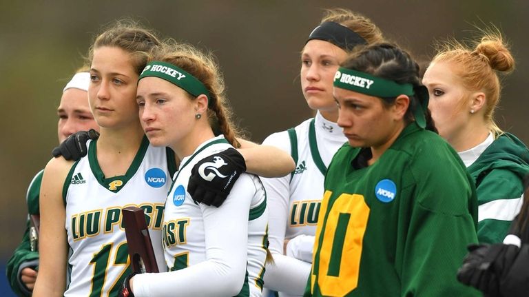 LIU Post's Grace Ilias, left, and Kaycee Zelkovsky,