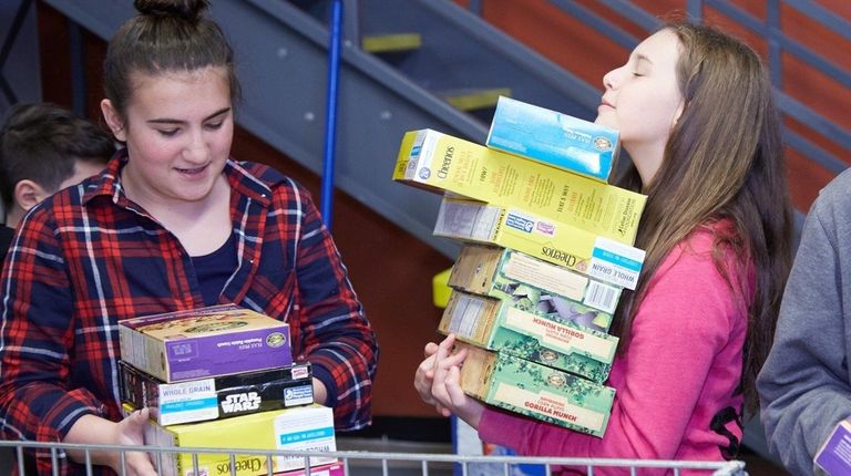 Jenna Marino, 11, of Hauppauge, right, and Emily