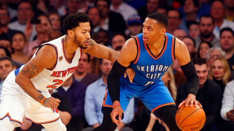 Russell Westbrook #0 of the Oklahoma City Thunder
