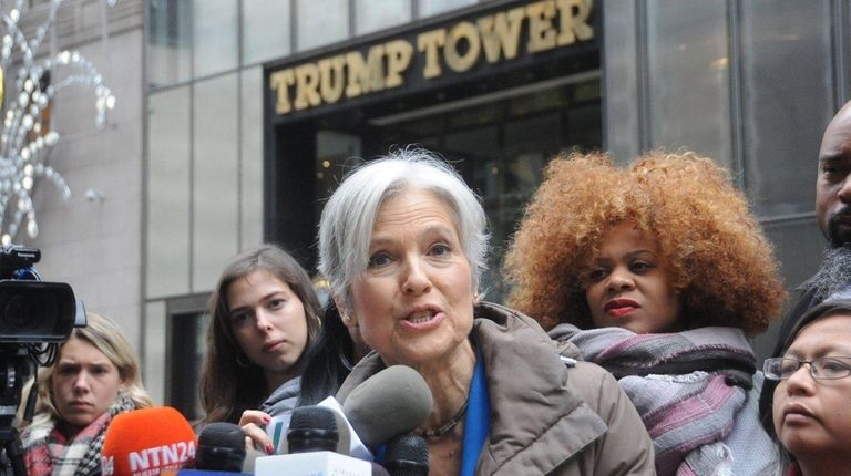 Jill Stein and supporters hold a news conference