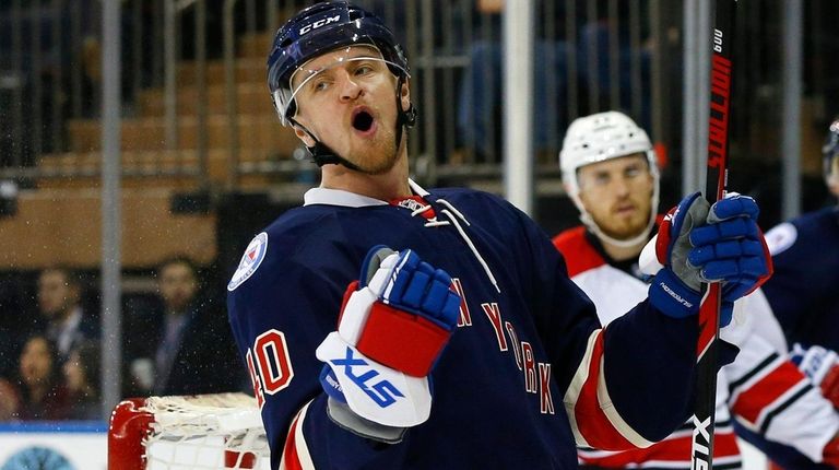 Michael Grabner of the New York Rangers celebrates