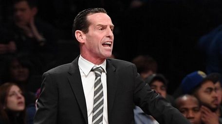 Brooklyn Nets head coach Kenny Atkinson reacts against