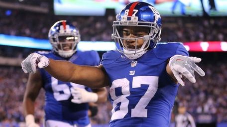 Giants wide receiver Sterling Shepard celebrates after scoring