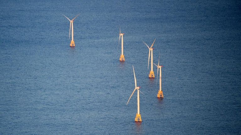 An aerial view of the Deepwater Windfarm, located