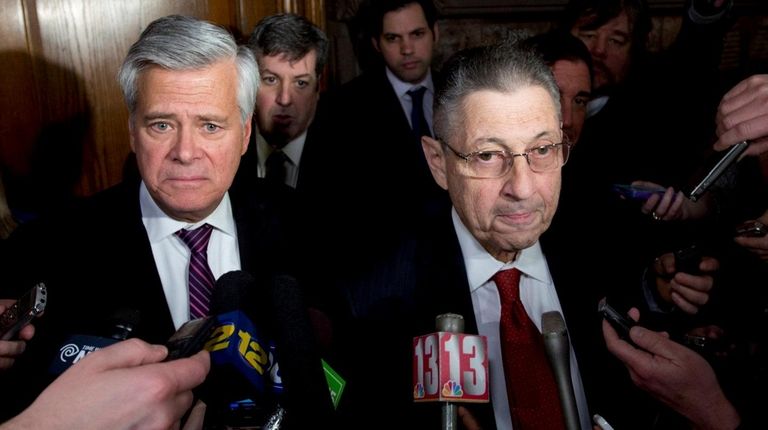 Senate Republican leader Dean Skelos, R-Rockville Centre, left,