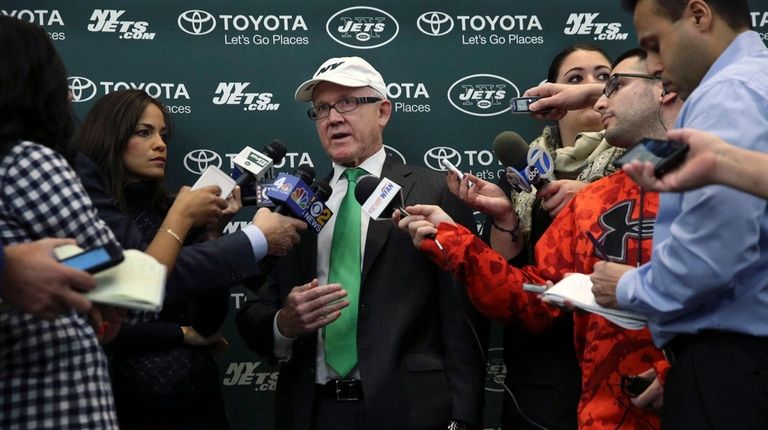 New York Jets owner Woody Johnson answers a