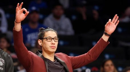 Jeremy Lin of the Brooklyn Nets reacts on