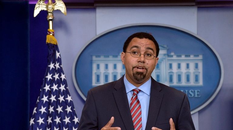 Outgoing Education Secretary John King speaks at the