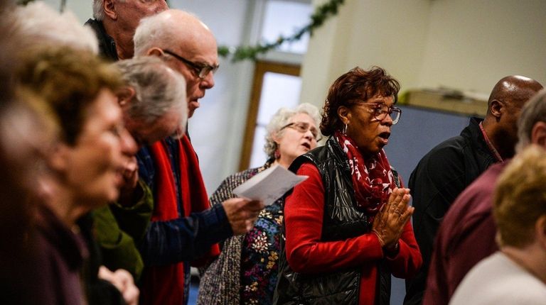 Margaret Harvey, of Brentwood, sings
