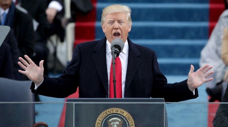 President Donald Trump delivers his inaugural address on